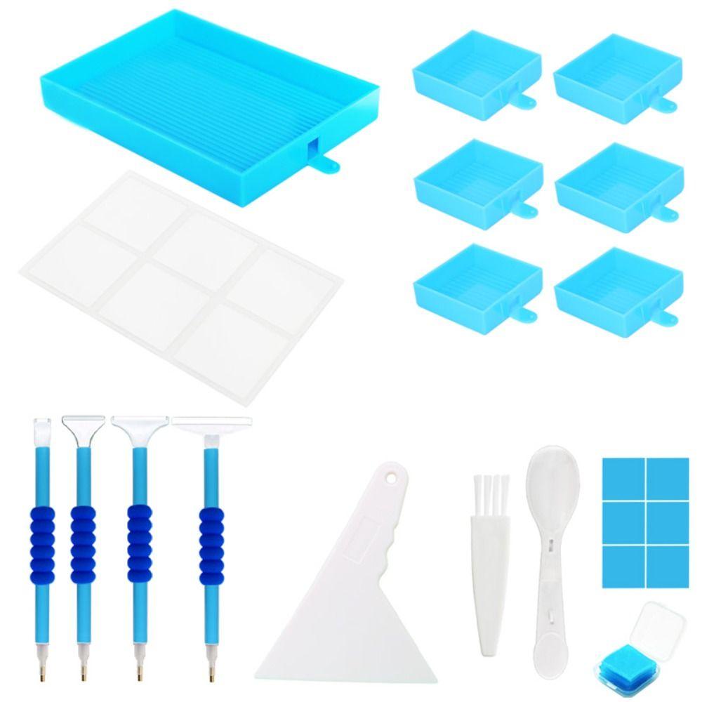 6 Grid Palette Diamond Painting Tray Kits Large Capacity Drill Plate Diamond Painting Pen Beading Plates Cross Stitch Tools