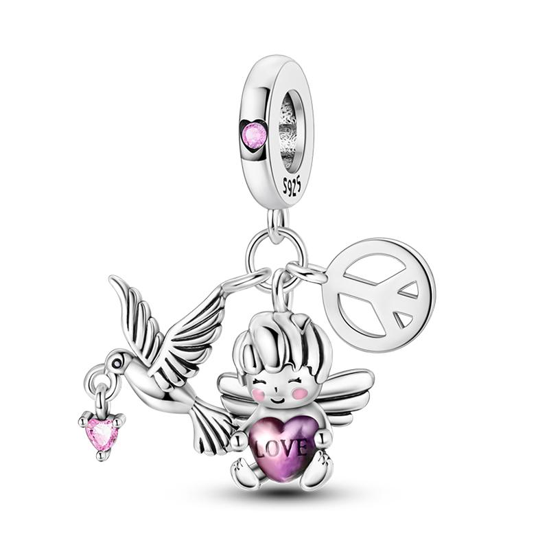 Copper Peace Dove Olive Branch Angel Love And Peace Best Wishes Charms Beads Fit Pan Original Bracelets Diy Fine Jewelry