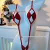 Sensual Red Lingerie Bodysuit with Bow - Perfect for New Year's or Christmas