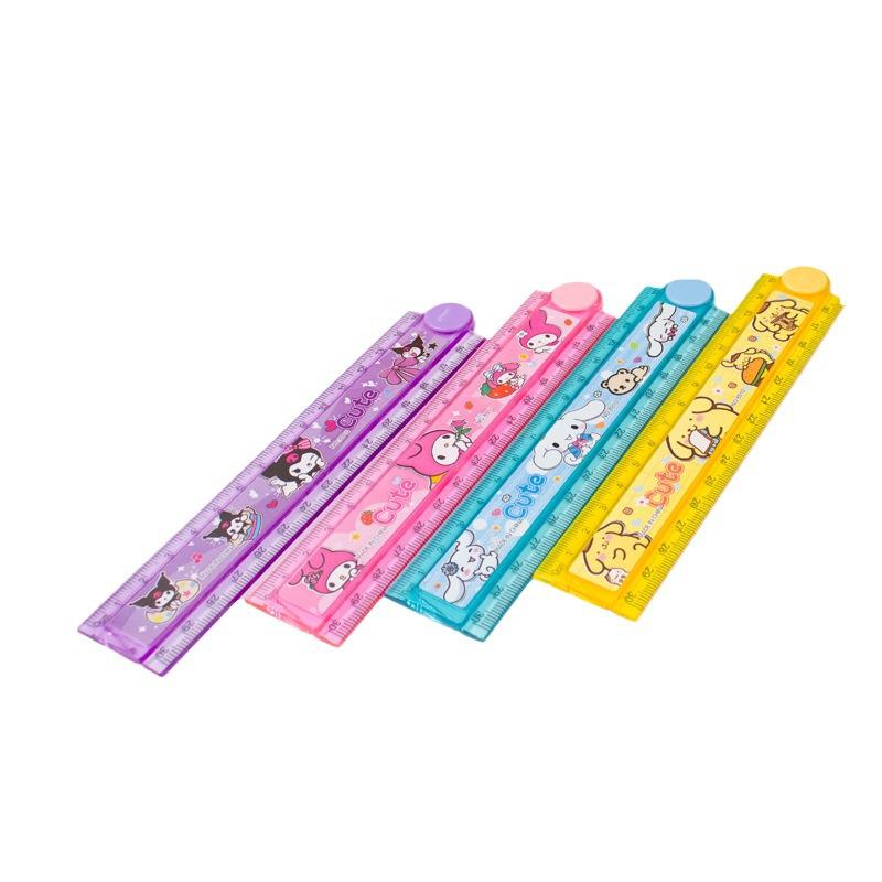 30cm Cartoon Plastic Ruler with Geometric Patterns - Folding Design for Kids/Student Stationery