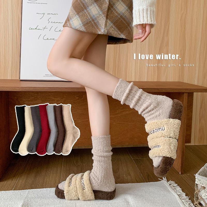 

Female Autumn and Winter Thickened Warm Thick Needle In The Barrel Sleep Home Floor Socks 1 pair темно-сірий колір