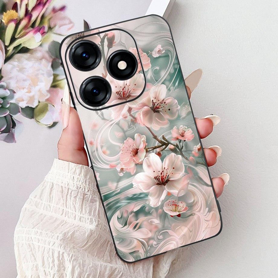 Luxury Matte Silicone Soft Case For Tecno Spark 10c 10 Pro Spark10 4G 5G KI5k KI5q KI7 KI8 Capa Flower Loving Heart Bowknot Etui