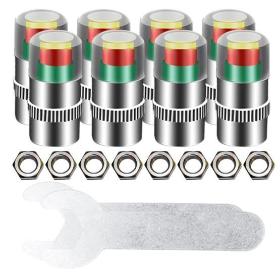 Car Tire Pressure Monitor Valve 36 PSI 2.4 Bar Tire Pressure Sensor Stem Caps for Cars Visual Tri-Color Alarm Easy To Read Tire Pressure Indicator