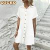 Fashion Summer Spring Solid Color Print Short Sleeve POLO Neck Casual Dresses Unique Design