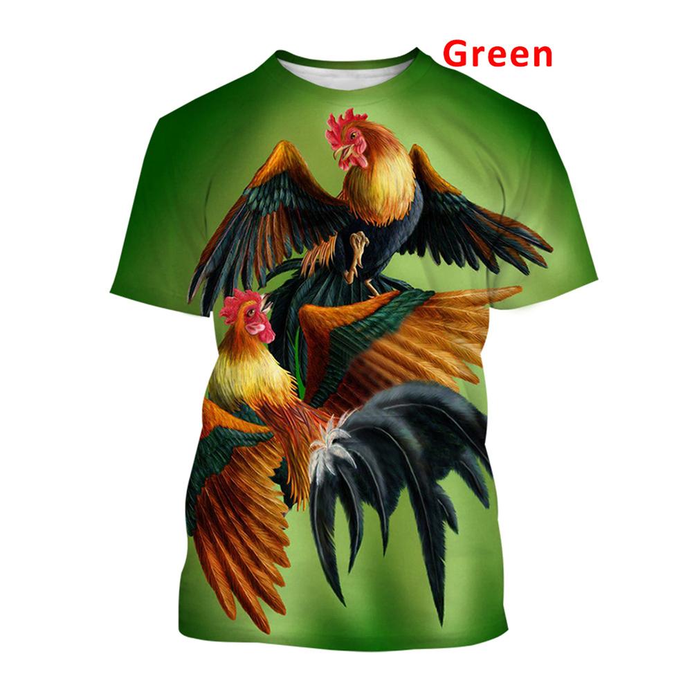 2025 Summer Fashion Graphic Chicken 3D Printing T-shirt Men's Short Sleeve Round Neck Unisex Funny Cool Chicken Tees Casual Tops