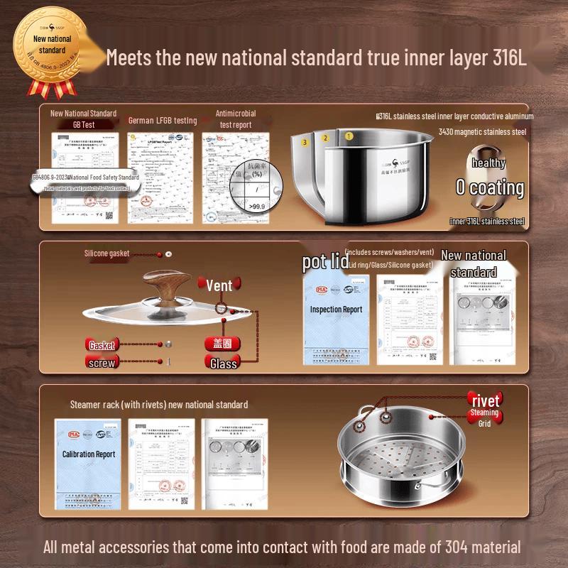 316L Stainless Steel Baby Milk Pot with Steamer