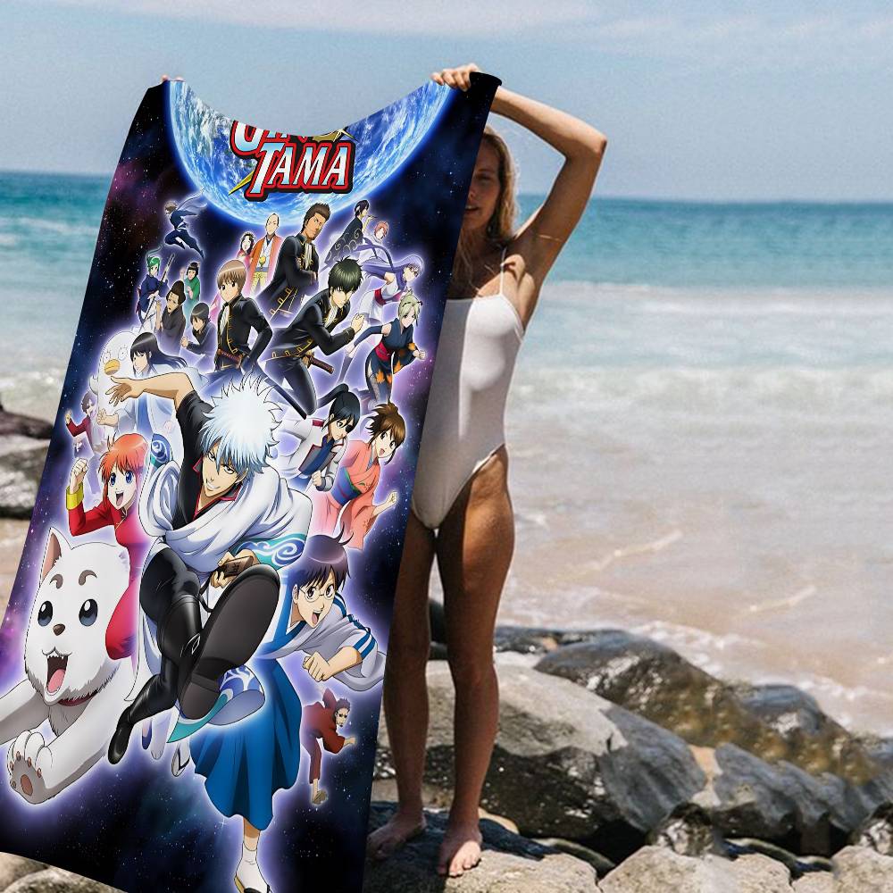 Anime G-Gintama Funny Microfiber Blanket Quick Drying Beach Towels Oversized Printing Super Absorbent Pool Towel Blanket