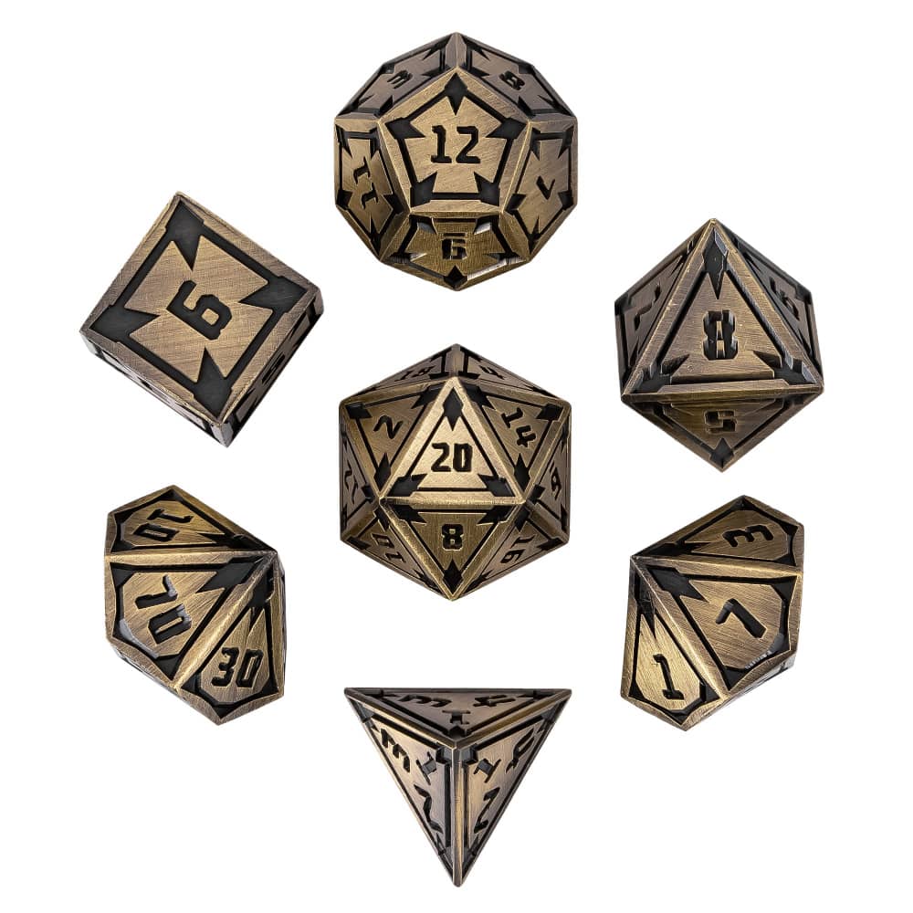 Cusdie New Metal DnD Dice Set Minimalist Rhomb Pattern D4-D20 Polyhedral Dice for D&D Pathfinder Tabletop RPG Board Games