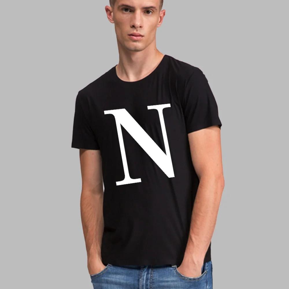 Fashion T-shirt White English Letter Font A B C D E F G Short Sleeve Tops O-neck Black Casual T-shirt Clothing Commuter Tops