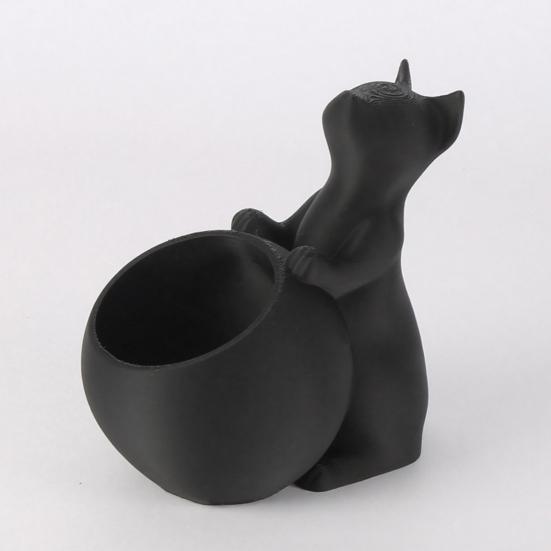 Schwarze Katze Pflanztopf Innen Außen Tierform Sukkulenten Kräuterpflanzen Blumentopf Behälter Zuhause Balkon Gartendekoration