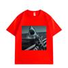 Selfie Chat avec Requin T-shirts Graphiques Drôles Hommes Femmes Mode Vintage Manches Courtes T-shirts Été Lâche Coton T-shirt
