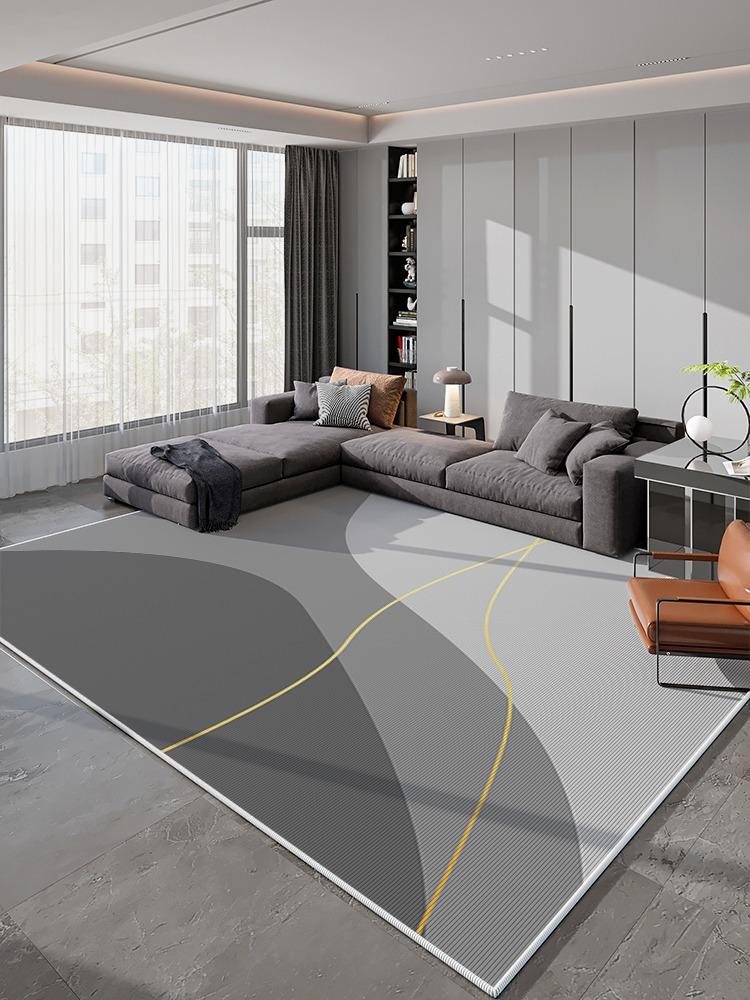 Light Grey Geometric Striped Carpet Living Room Luxurious Decorative Carpets Modern Artistic Lines Rugs Easy Clean Bedroom Rug