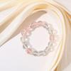 Natural Pink Quartz & White Crystal Bracelet for Girls - Sweet, Heart Design 