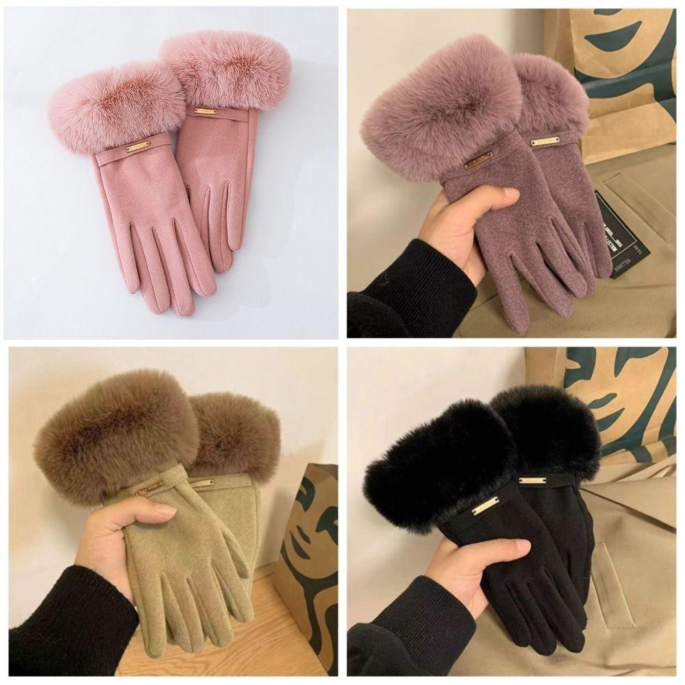 Warm  Gloves Winter Full Finger Mittens Fashion Women Furry Gloves  Ladies