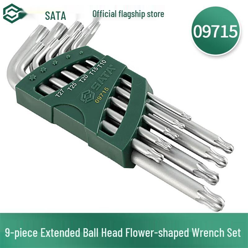 SATA Long L-Type Ball-End Hex Wrench Set, 9-Piece