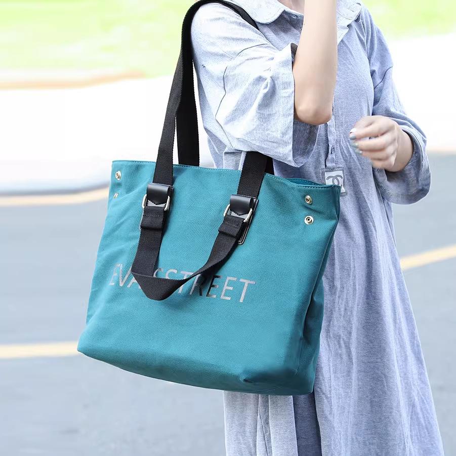 Spring Bag Canvas Bag Retro Washed Cloth Bag Bucket Bag Large Capacity Shoulder Bag