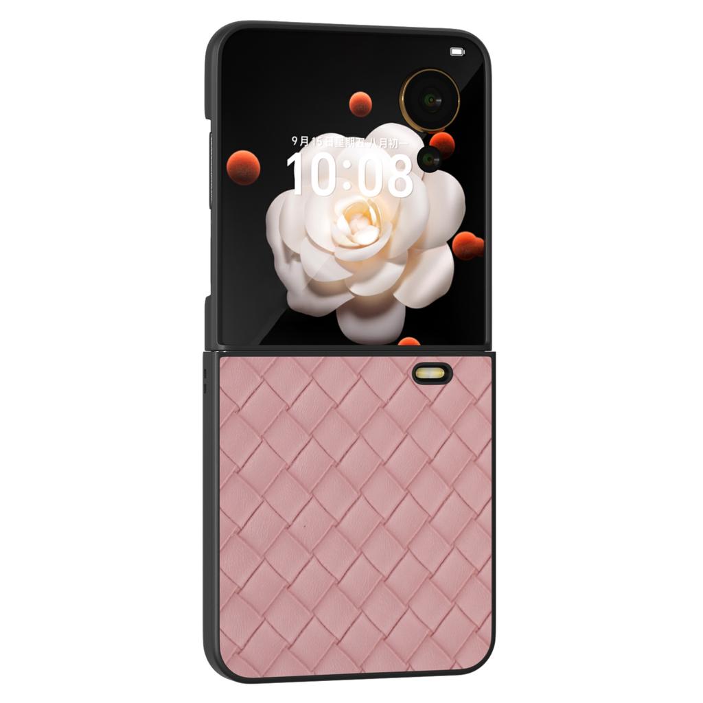 For Honor Magic V Flip 5G Case Woven Texture PU Leather+PC Protective Phone Cover