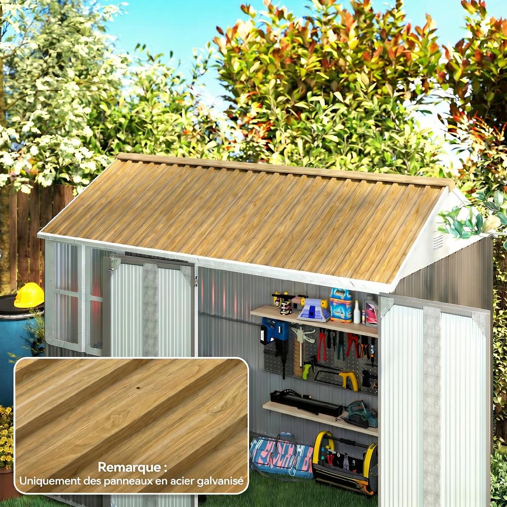 Lot of 12 Weather-Resistant Galvanized Steel Panels, Natural Wood, Panel Dimensions 129L x 45W cm