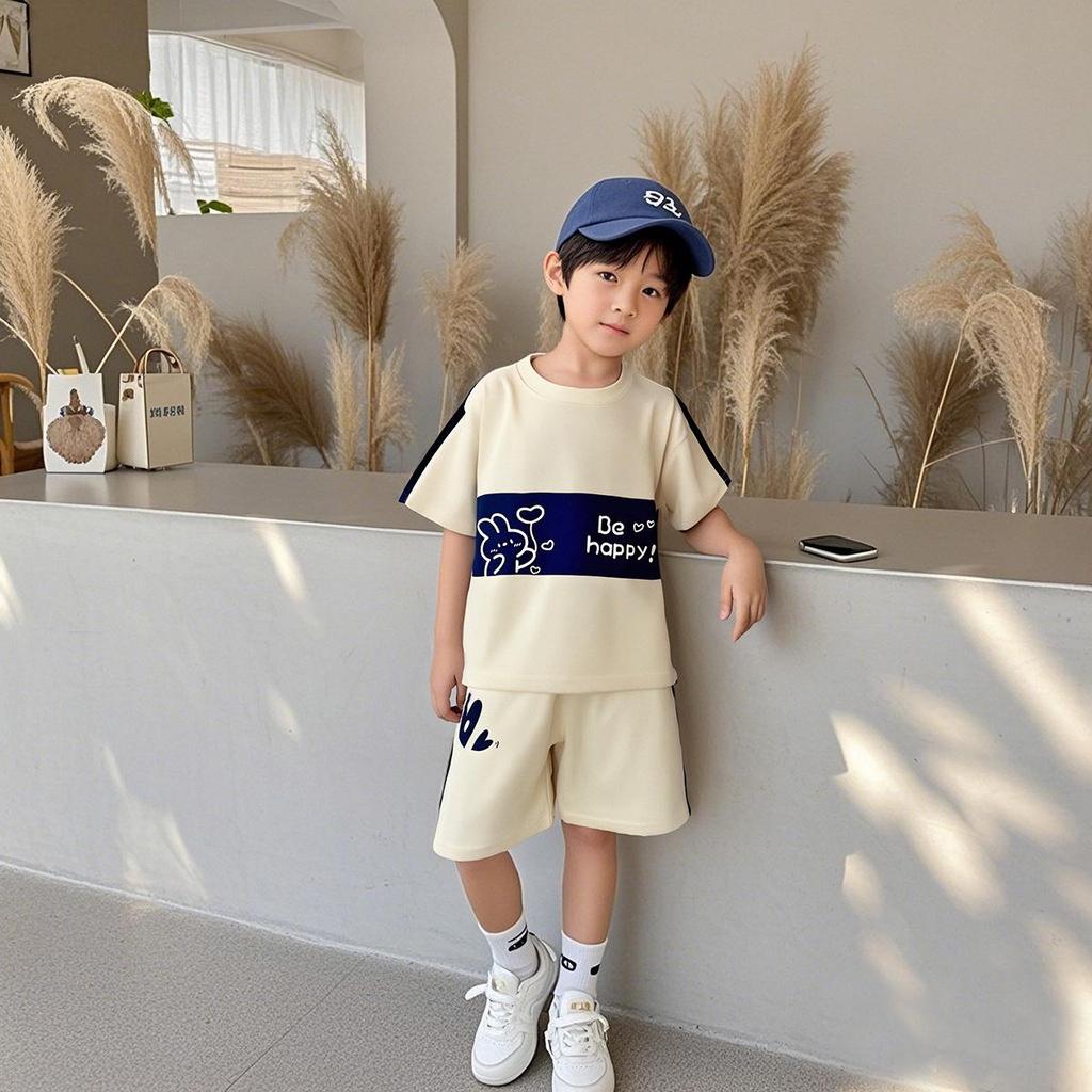Korean Style Summer Two-Piece Set: Infant Boys' & Girls' T-Shirt and Shorts