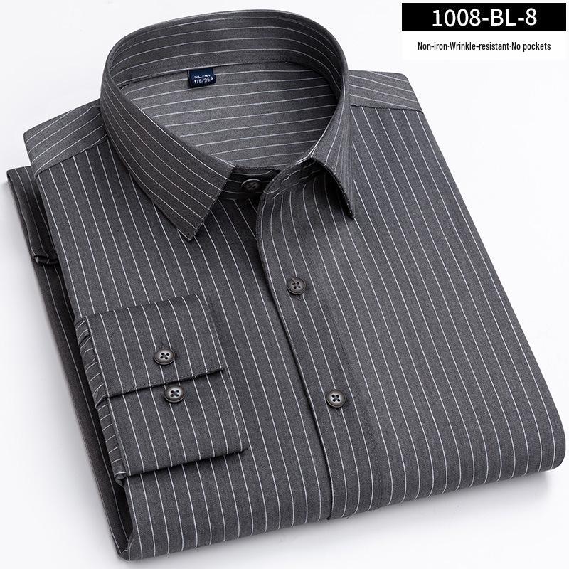 

Men s Bamboo Fiber Striped Long-Sleeve Wrinkle-Resistant Business Casual Shirt for Spring/Autumn Size 44