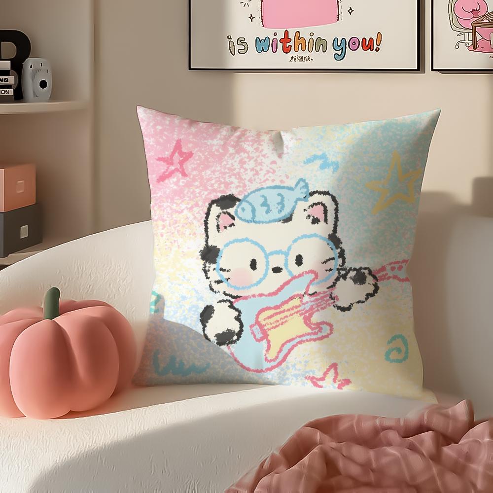 Zodiac Animals with Guitars Cushion Cover Pillowcase Short Plush Invisible zipper Room Sofa Cushion Cover