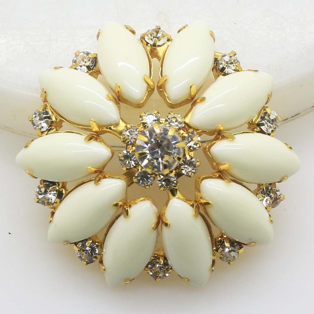 3pcs/lot 40mm rhinestone crystal button gold decorative flower button coat clothing fashionable clothing  accessories.