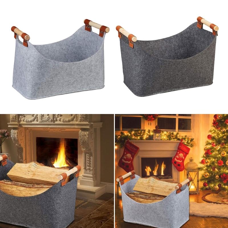 Contemporary Felt Wood Storage Bag Large Capacity Firewood Carriers Essential for Warm Fireplaces and Outdoor Activities