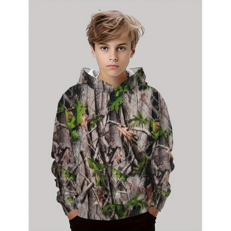 Camouflage Hunting Hoodies Forest Print Boy Clothes Outdoor Sports Long Sleeve Trip Tactical Training Esweatshirt Kids Clothing