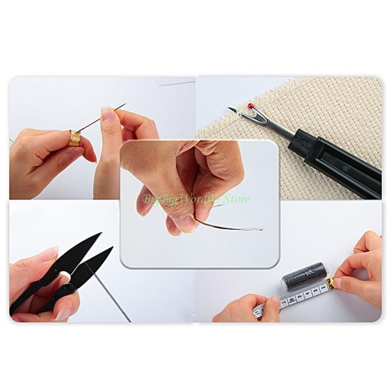 

24TE Leather Sewing Kits Upholstery Repair Kits with Stitching Needle, Sewing Awls Seams Rippers for Hand Sewing DIY Crafting CN