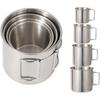 Camping Mug With Handle, 4Pcs Stainless Steel Coffee Mug, Stainless Steel Cup Set, Metal Mug For Outdoor Camping and Hiking