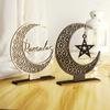 Eid Mubarak Moon Ornament Creative Ramadan Wooden Moon Star Desktop Ornaments Kareem Muslim Festival Home Table Decoration