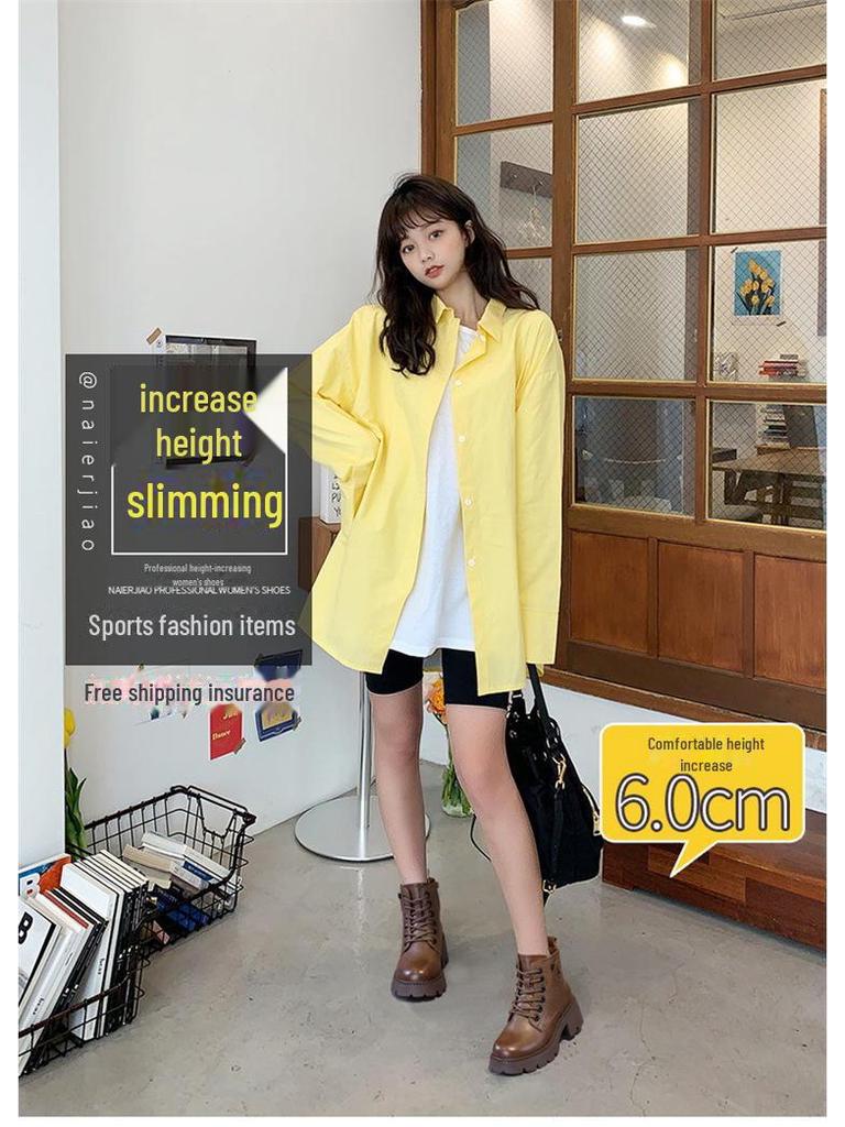 Women's British Style Martin Boots - 2025 Autumn/Winter Fashion, Leather, Thick-Soled, Retro Platform Boots