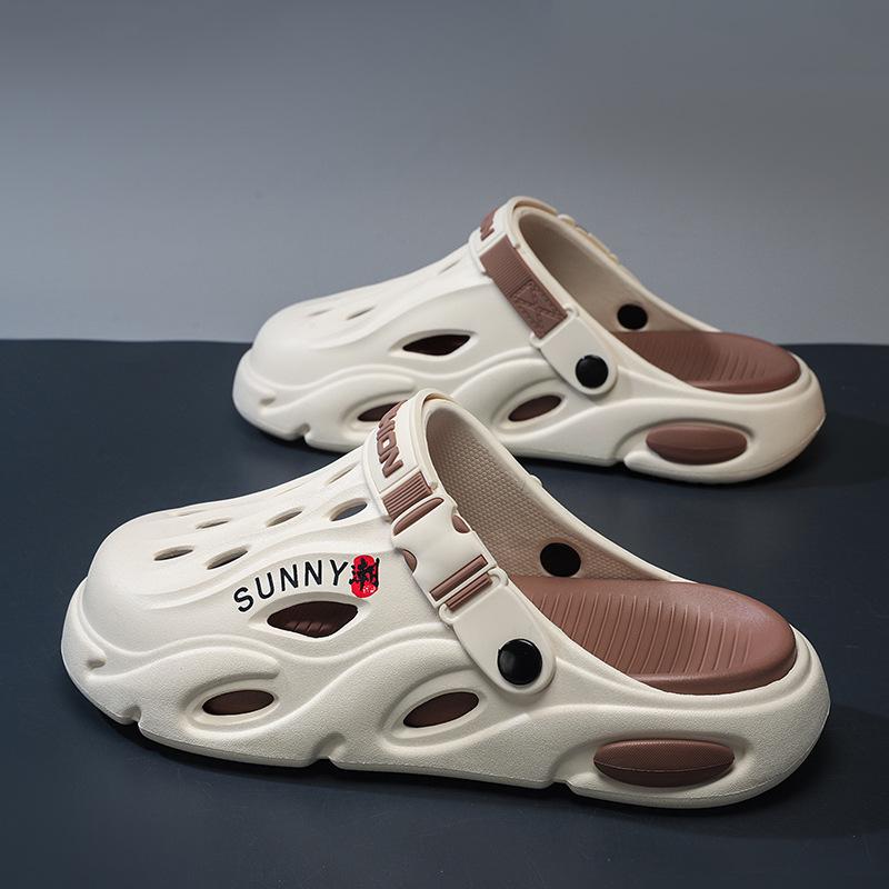 Men's Outdoor Thick-Soled Casual Sandals: Non-Slip Hole Shoes & Slippers for Beach or Autumn Wear