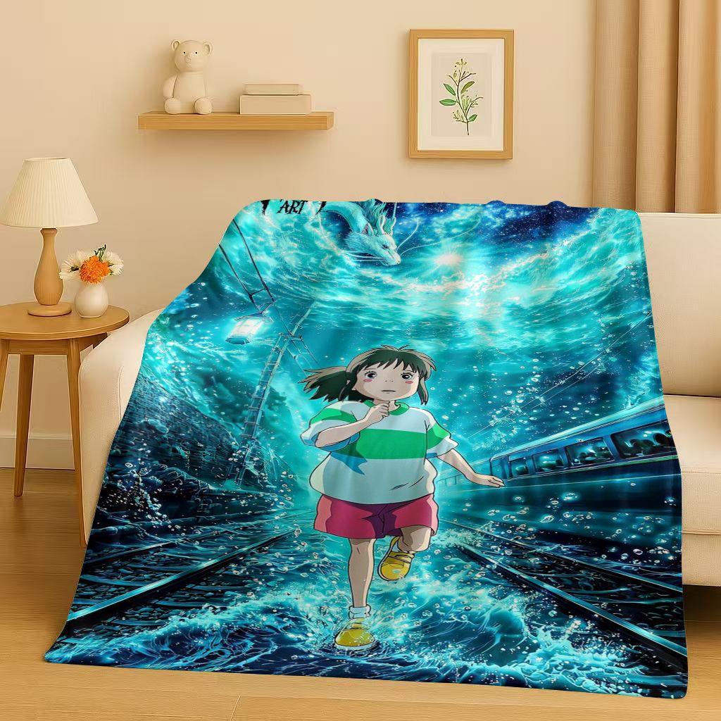 3D Retro Cartoon Spirited Away No Face Man Flannel Blanket,Ultra Soft Warm Plush Throw for Home Bedroom Bed Sofa Cover Kid Gift
