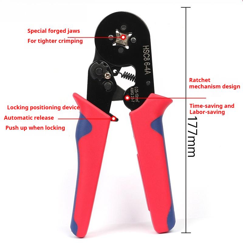 1200pcs Cold Crimp Terminal Set Crimping Pliers HSC8 6-4 6 Sets European Pipe Type Terminal Block Set