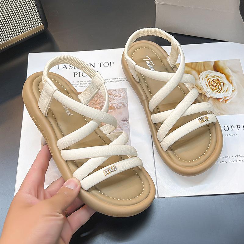 Flat Sandals Women's 2025 New Summer Wear Fairy Style with Skirt Casual Sports Beach Roman Sandals