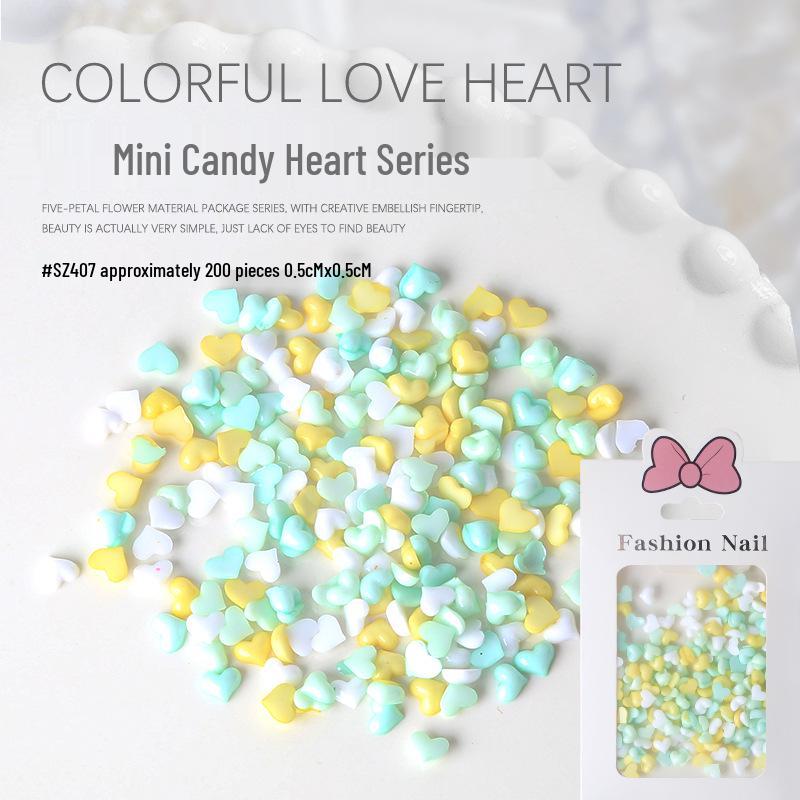 Macaron Candy 3D Heart Resin Nail Art Charms – 200 Pieces