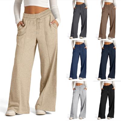 Kadın Yüksek Belli Geniş Bacak Eşofman Altı Günlük Yoga Jogging Yapan Pantolon