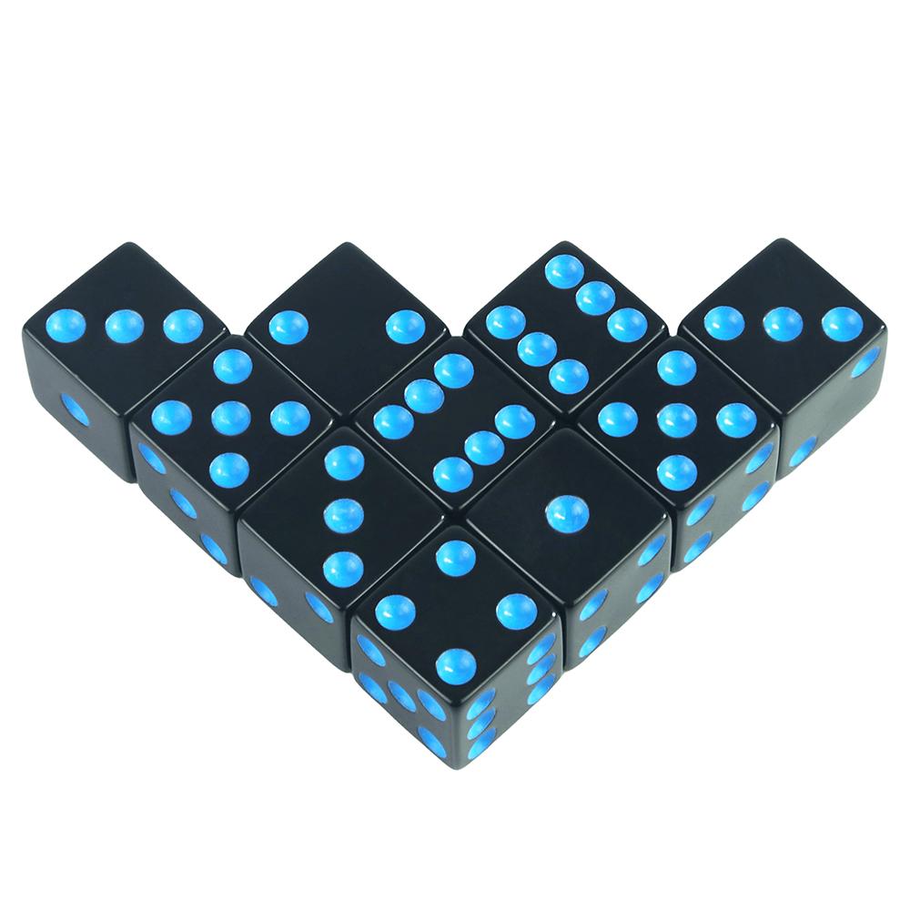 16 mm Würfel, 6-seitig, undurchsichtig, 10 Stück, quadratische Ecken, farbige Punkte, D6-Würfel für Brettspiele, Mathematikspiele im Klassenzimmer