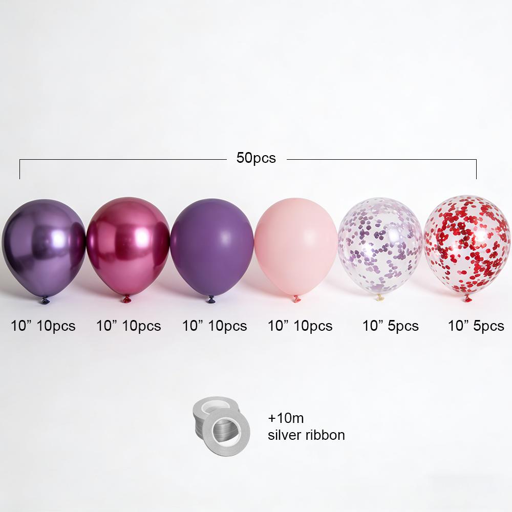 

50PCS 12inch Pink Purple Metallic Confetti Balloons Set Wedding Happy Birthday Party Decorations for Indoor Outdoor Celebration 12inch 50pcs