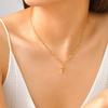 Ladies Fashion Stainless Steel Wave Chain Cross Necklace 18K Gold Versatile Jewelry Nc-2300
