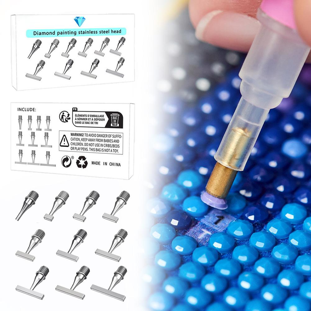 Resin Diamond Painting Pen Tip Multifunctional Stainless Steel Threaded Tip Stainless Steel Point Drill Pens Head for DIY Crafts