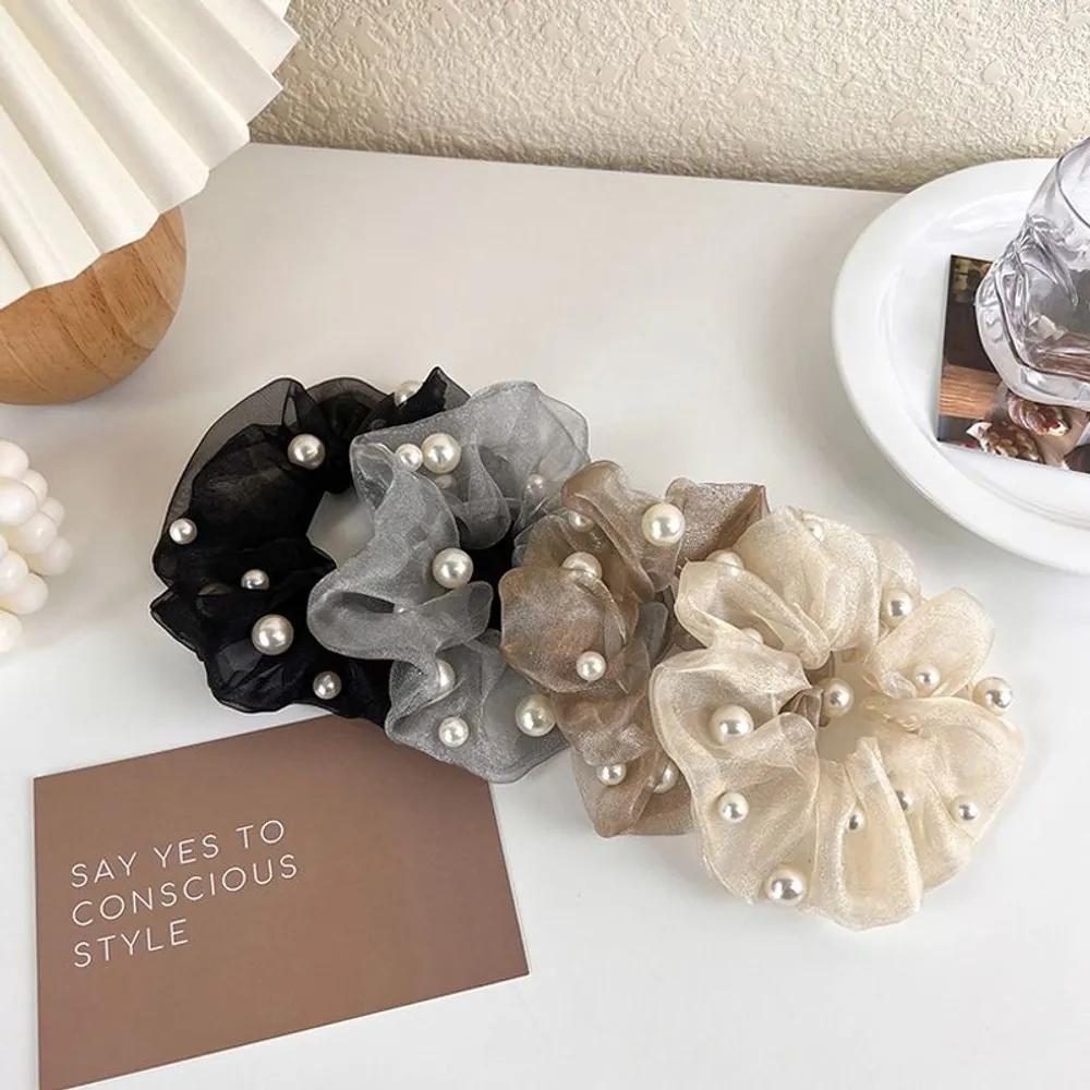 Women s Chiffon Scrunchie Jin-gu Hair Scrunchie IY-HAIRBAND3 brown