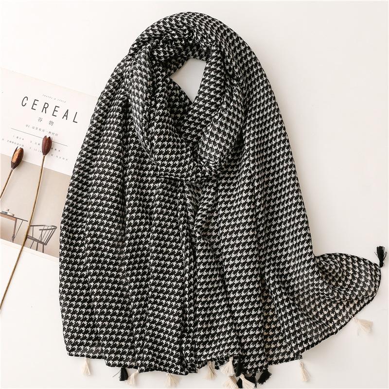 Autumn Fashion Polka Floral Tassel Viscose Shawl Scarf Lady High Quality Wrap Pashmina Stole Bufandas Muslim Hijab Caps 180*90Cm
