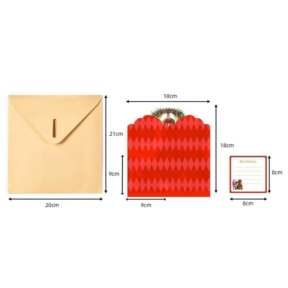 Romantic 3D Pop Up Christmas Greeting Cards with Envelope Surprised Xmas Gift Cards Santa Claus Blessing Card Invitations