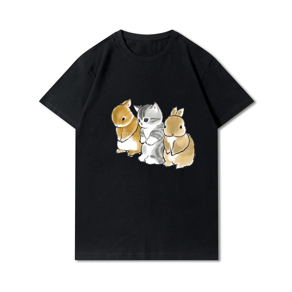 Plus Size Cats Shark Printed Women T Shirts Round Neck Cotton Tops Summer Animal 90S Casual Oversize Black Tees