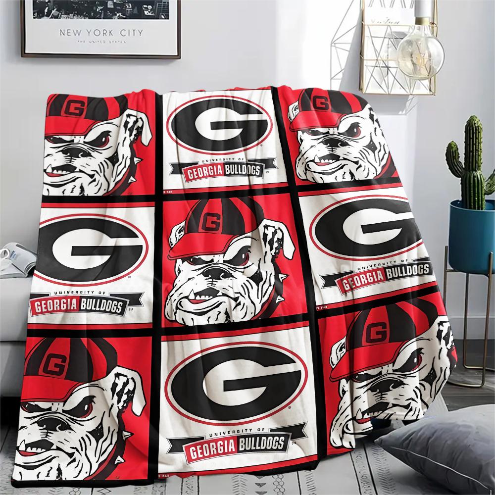1Pc Georgia Bulldog Print Flannel Blanket, High quality Comfortable for All Seasons, Home Decor, Warmth and Comfort, Perfect for Gifts