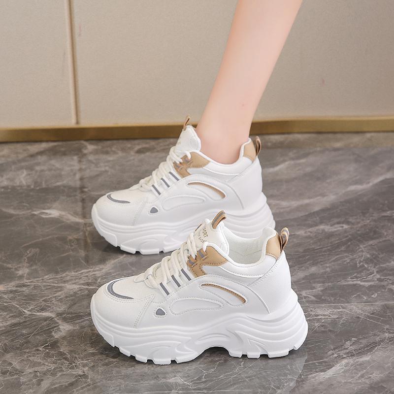 Thick-soled leather cotton shoes, winter velvet thickened dad shoes, small warm sneakers