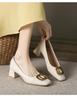 Scarpe in Pelle con Tacco Chunky e Punta Quadrata - Versatile Tacco Medio per Lavoro e Moda