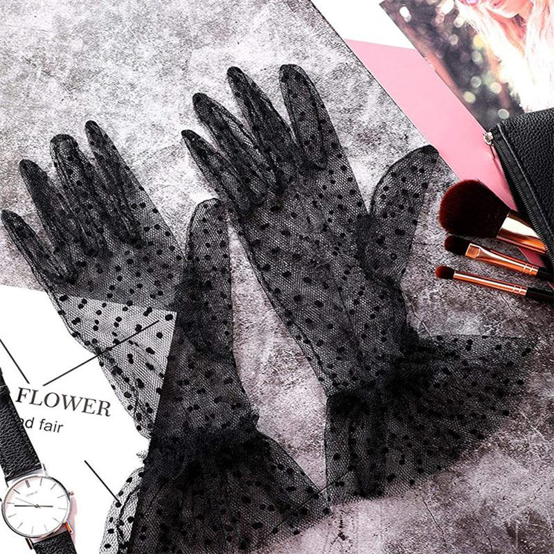 Nové síťované černé síťované rukavice Sexy krajkové rukavice Rukavice Ženy Dáma Party potřeby Elegantní Prom šaty Svatba Nevěsta Rukavice Rukavice